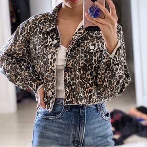 Leopard Print Denim Jacket